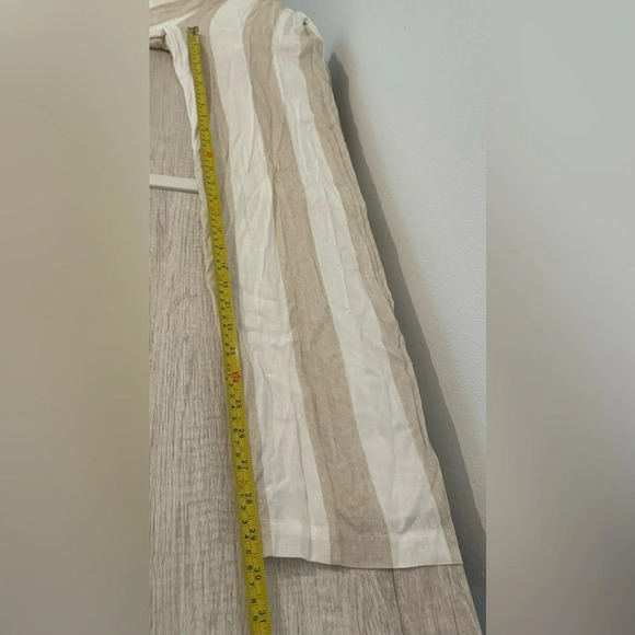 L’Atiste Tan  Striped Sleeveless Jumpsuit Open Back Cotton Linen Wide Leg NWT M - Picture 6 of 11
